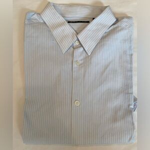 Theory Men’s blue pinstripe dress shirt 17.5 34/35